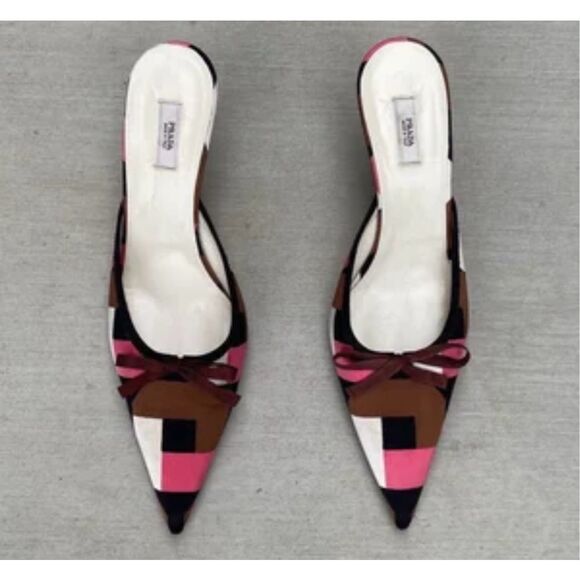 Prada Shoes - Prada Rare Vintage colorblock pink pointed toe kitten heels